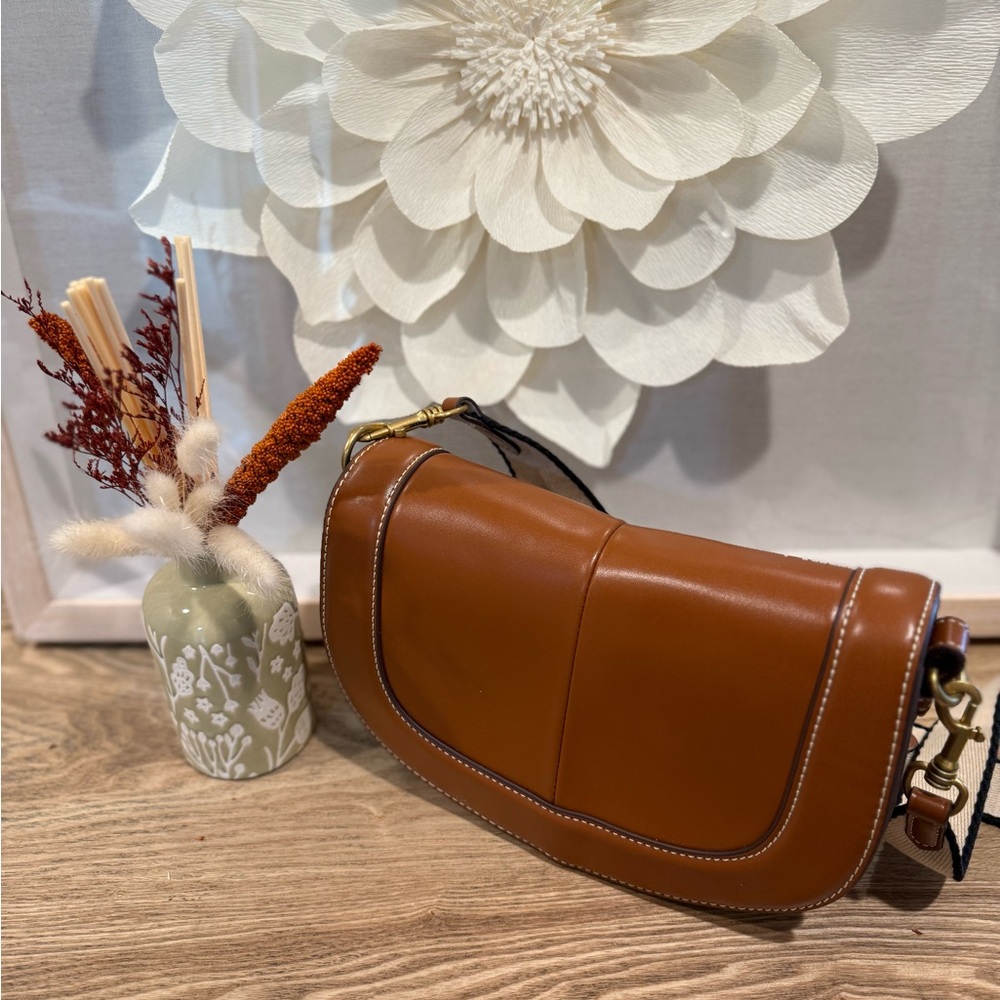 Zara Tan Leather Shoulder Bag